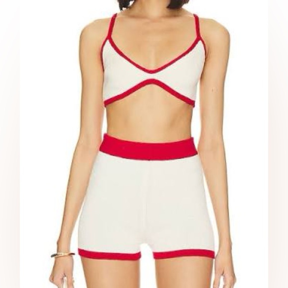 White & Red Two-Piece Knit set asta resort